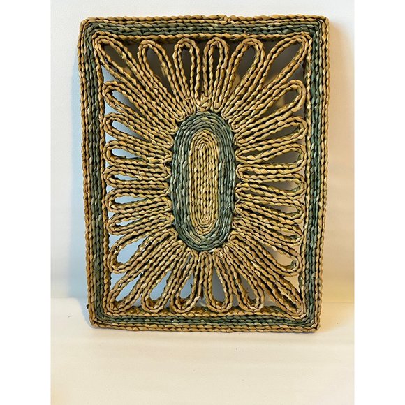 3 Vintage Wicker Rattan Hot Pad Trivets Woven Red Blue Purple Turquoise 6x8" - Picture 4 of 5